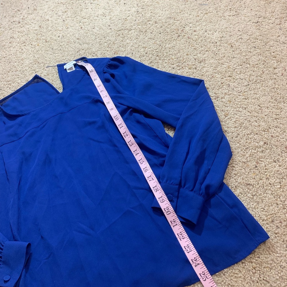 J crew royal blue boatneck keyhole back blouse - Picture 3 of 6